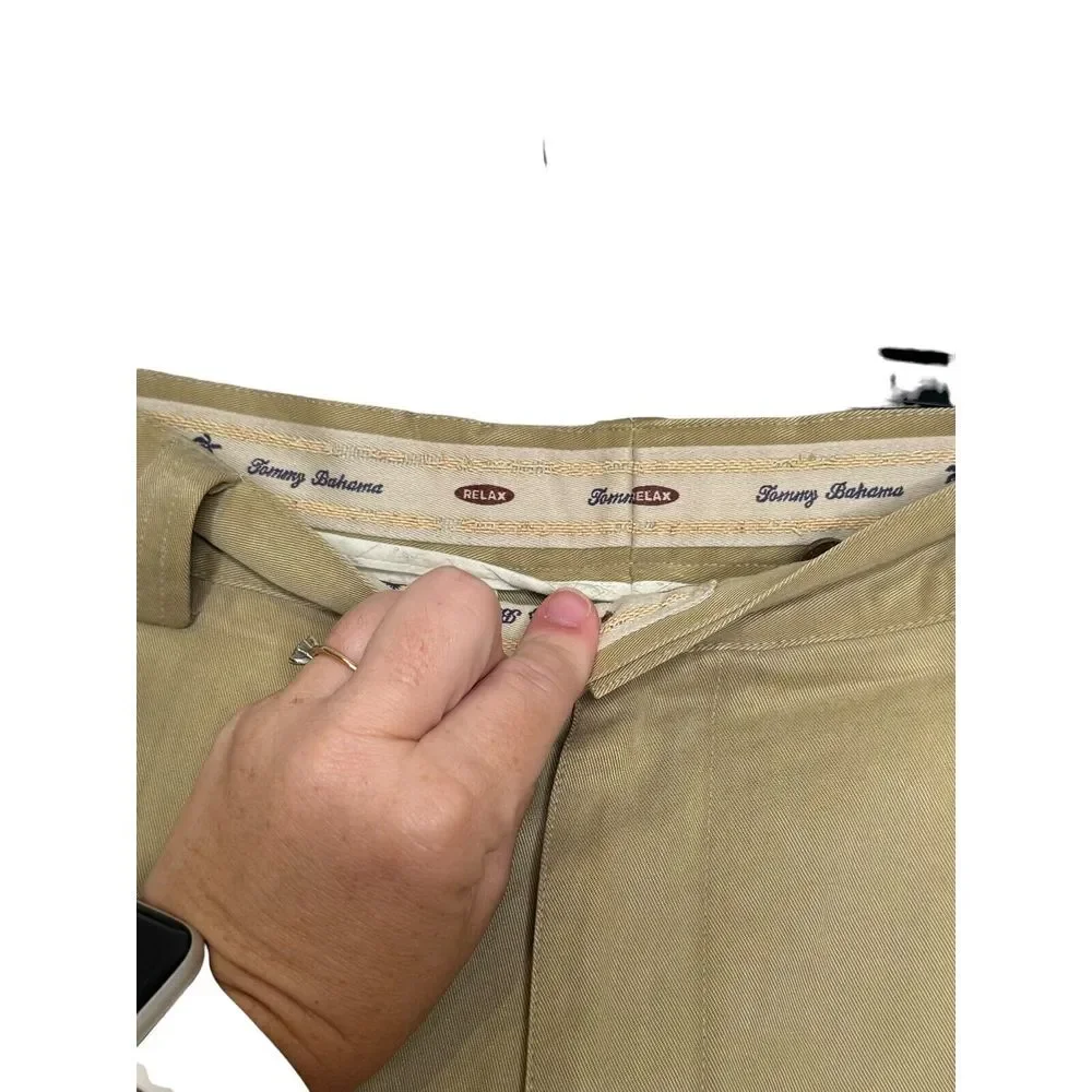 Tommy Bahama Men's Pants Chino Pleated Hi-Rise Straight Leg Relax Beige Size 36‎